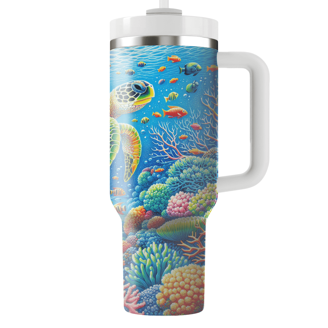 Playful Sea Turtle Journey  Tumblers With Lids