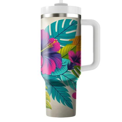 Neon Floral Paradise  Personalized Tumblers