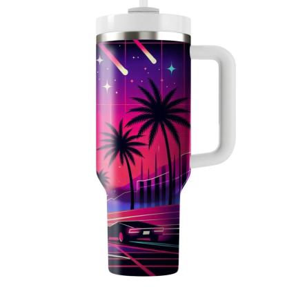 Synthwave Sunset Drive  Personalized Tumblers