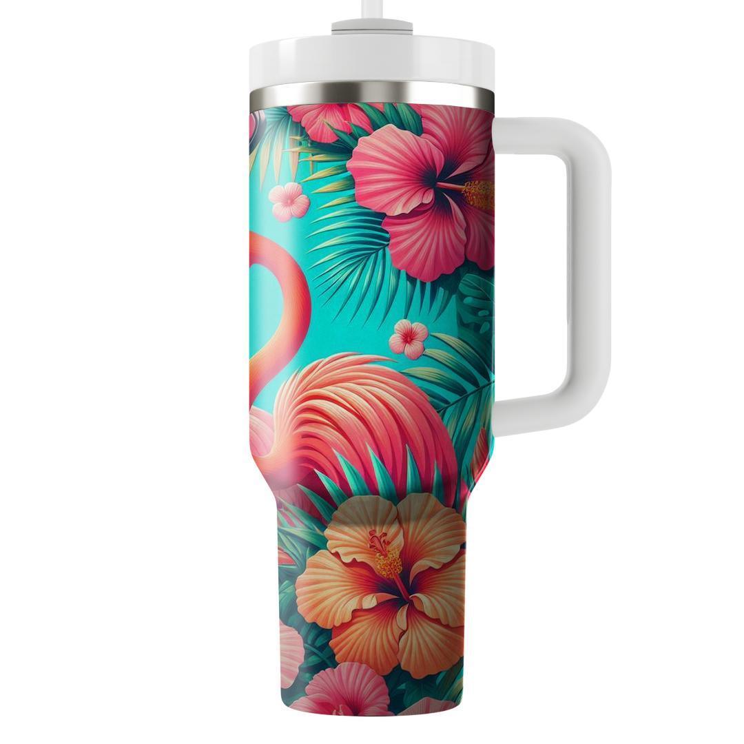 Tropical Flamingo Hibiscus  Insulated Tumblers