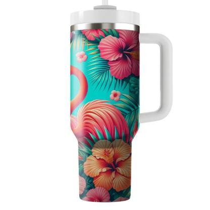 Tropical Flamingo Hibiscus  Insulated Tumblers