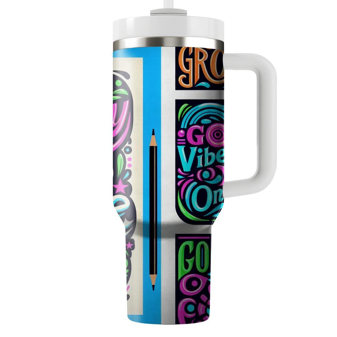70s Funky Typographic  Travel Tumblers