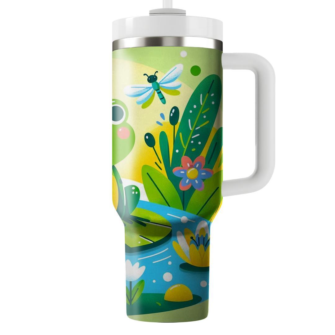 Cheerful Frog Pond  Personalized Tumblers