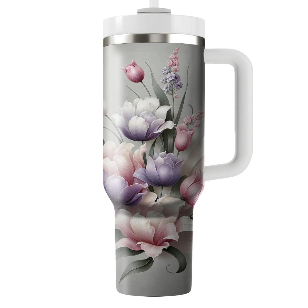 Elegant Tulip Cascade  Unique Tumblers
