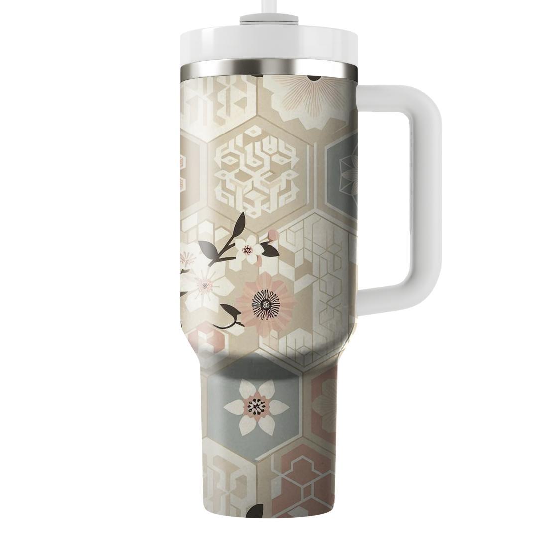 Ethereal Geometric Blossom  Tumblers With Lids