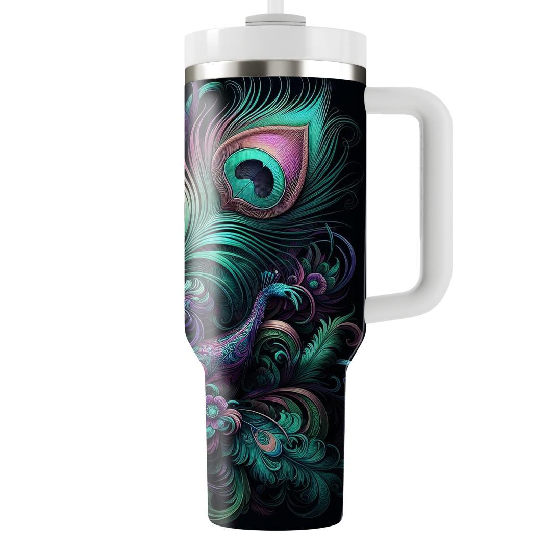Peacock Feather Blooms  Tumbler Cups
