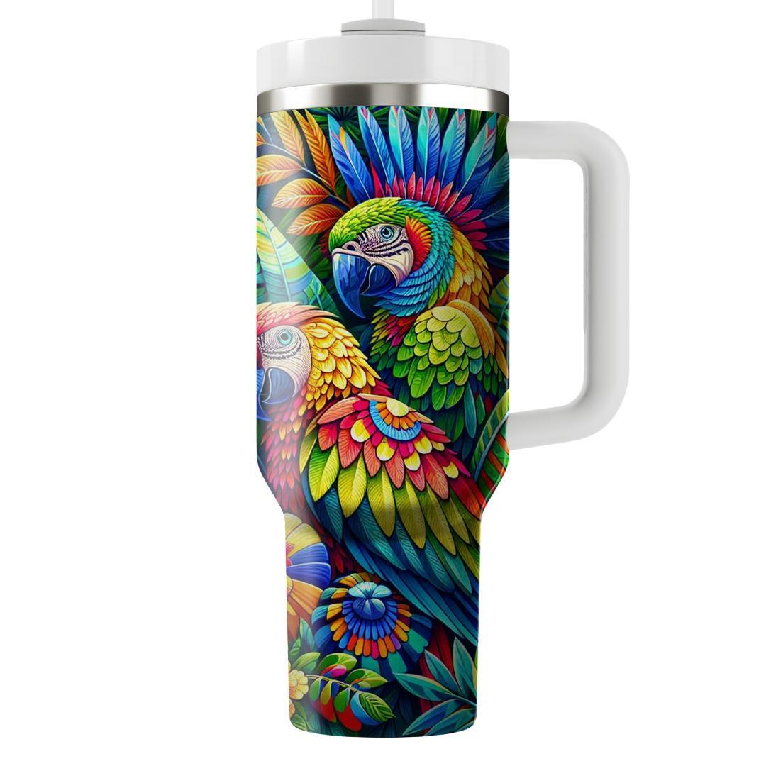Whimsical Parrot Party  Tumblers With Lids