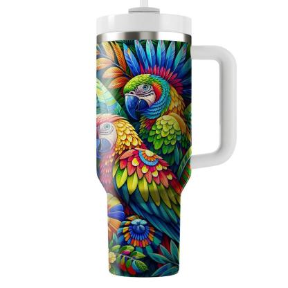 Whimsical Parrot Party  Tumblers With Lids