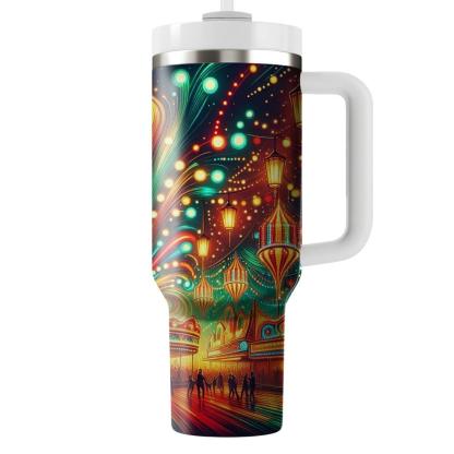 Retro Carnival Lights  Travel Tumblers
