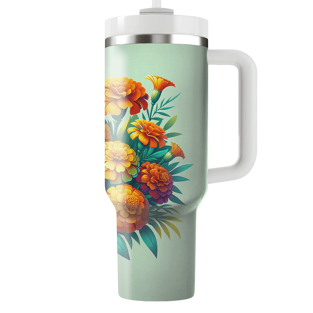 Cheerful Marigold Medley  Tumblers With Lids