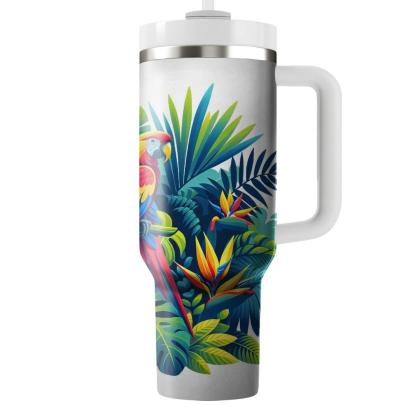 Lively Tropical Parrots  Travel Tumblers