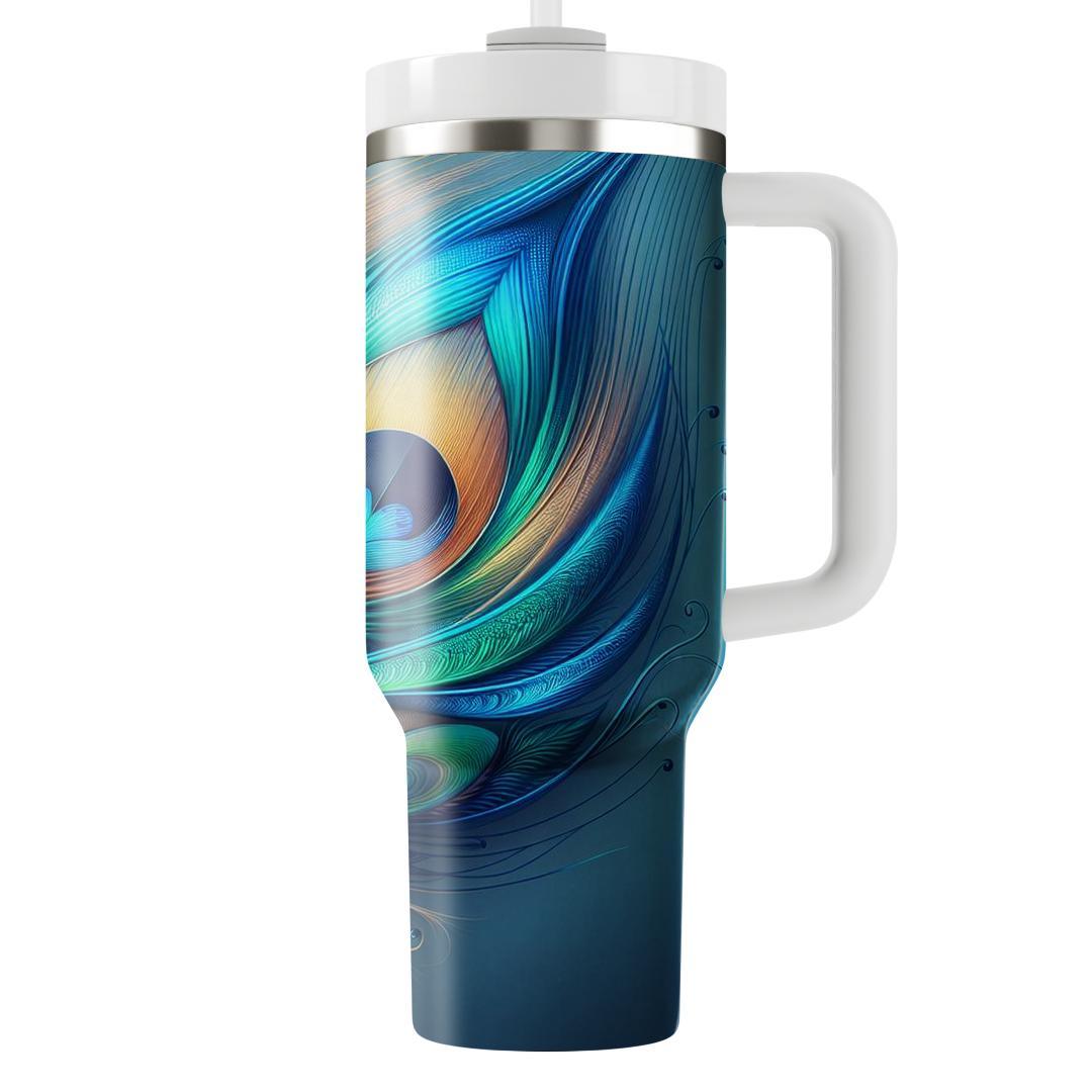 Abstract Peacock Feather  Travel Tumblers