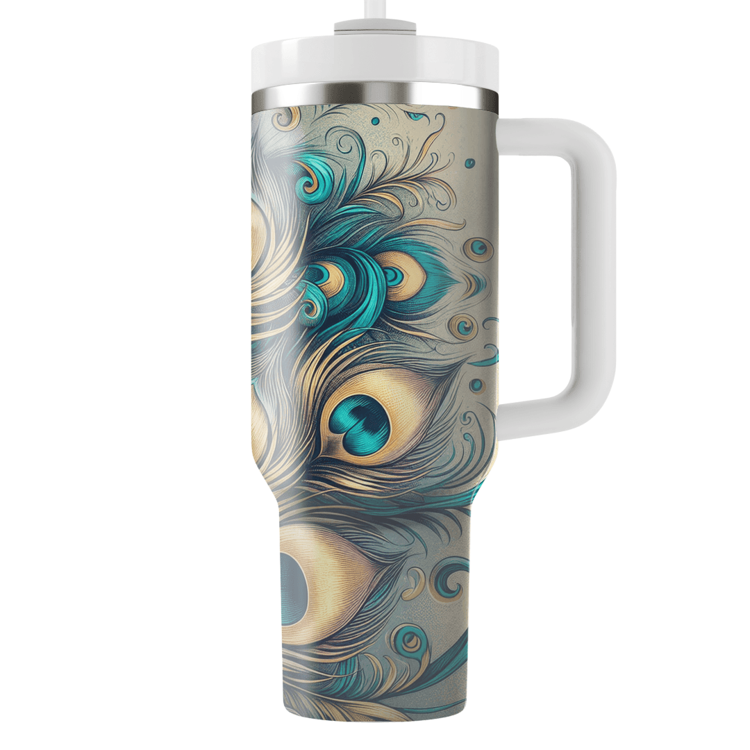 Elegant Peacock Feather  Tumblers With Lids