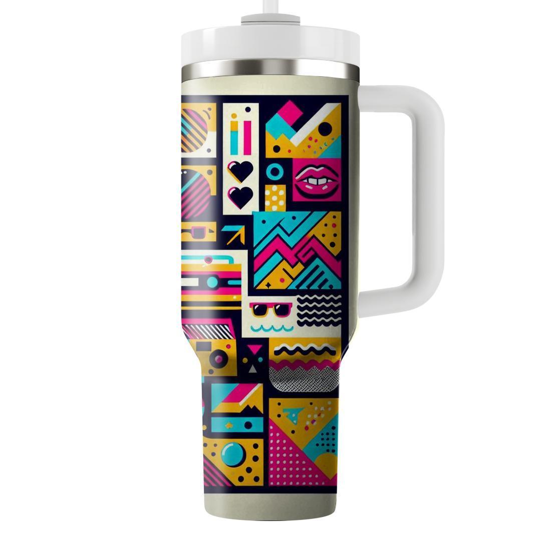 80s Colorful Patchwork  Personalized Tumblers