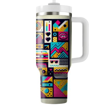 80s Colorful Patchwork  Personalized Tumblers