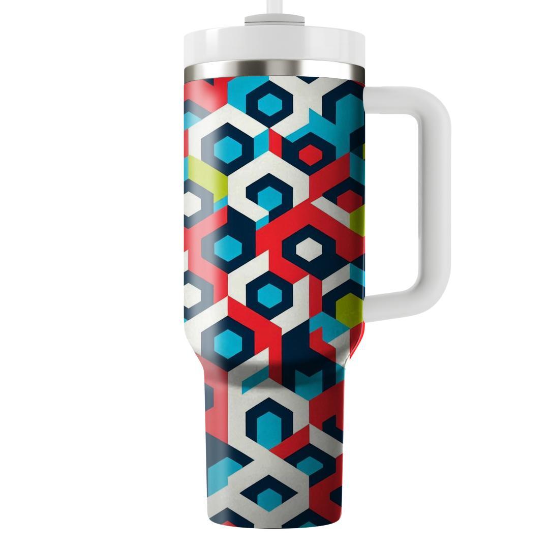 Colorful Hexagonal Burst  Tumblers With Lids