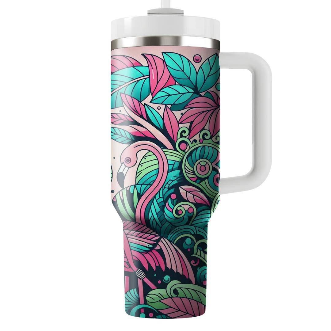 Summer Flamingo Flock  Tumbler Cups