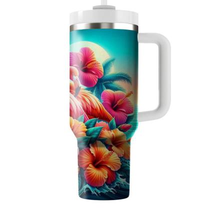 Fiery Flamingo Hibiscus  Insulated Tumblers