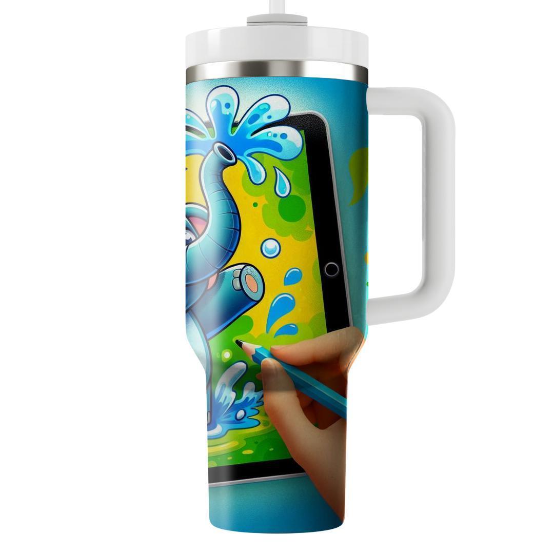 Whimsical Elephant Joy  Tumblers With Lids