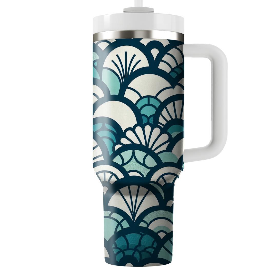 Stylized Fish Scale Pattern  Tumblers With Lids