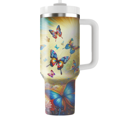 Radiant Butterfly Garden  Tumblers With Lids