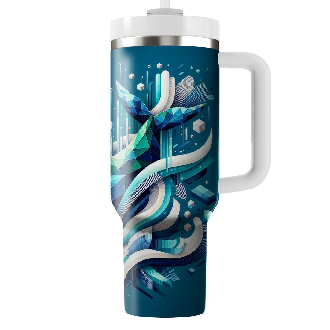 Funky Geometric Whale  Travel Tumblers