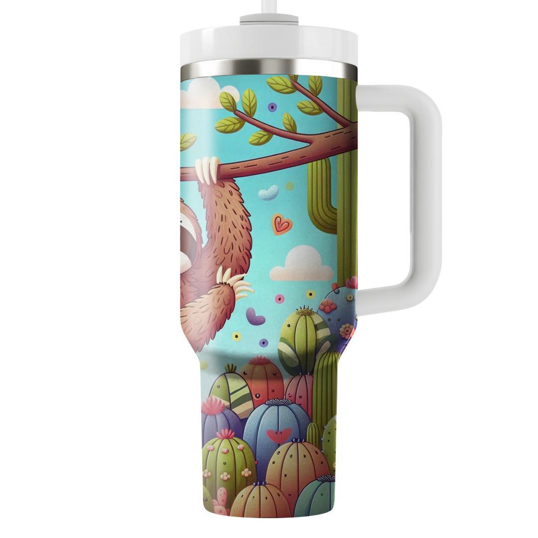 Charming Sloth & Cacti  Tumblers With Lids