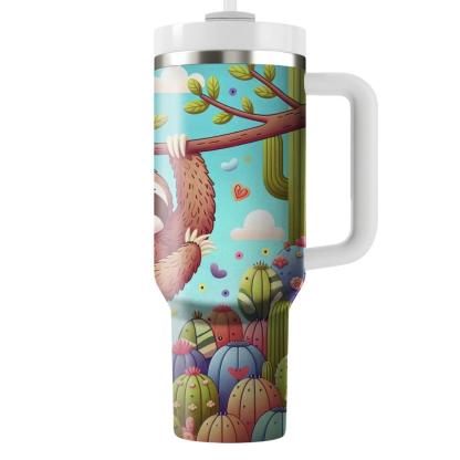 Charming Sloth & Cacti  Tumblers With Lids