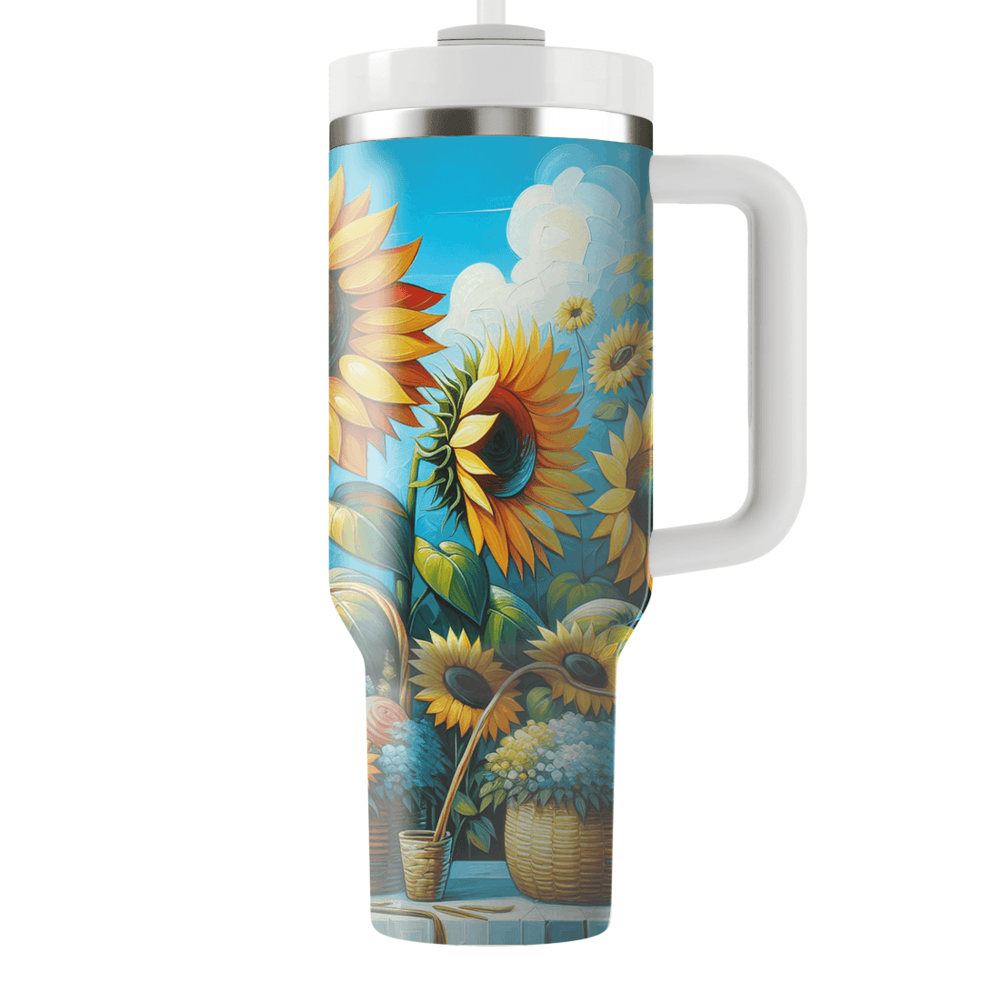 Joyful Sunflower Symphony  Tumblers With Lids