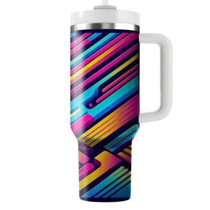Bright 80s Stripes  Personalized Tumblers