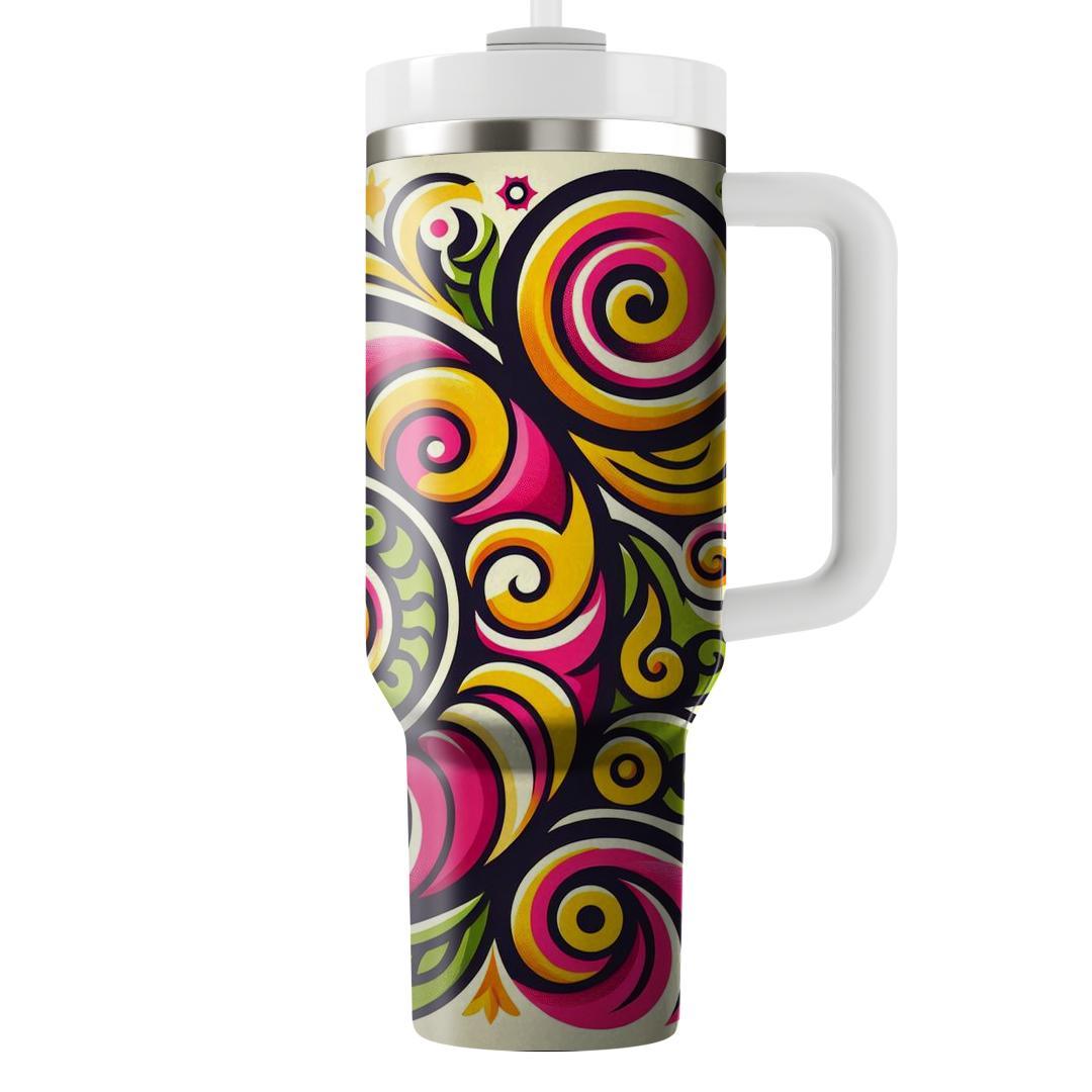 Lively Spiral Floral  Tumblers With Lids