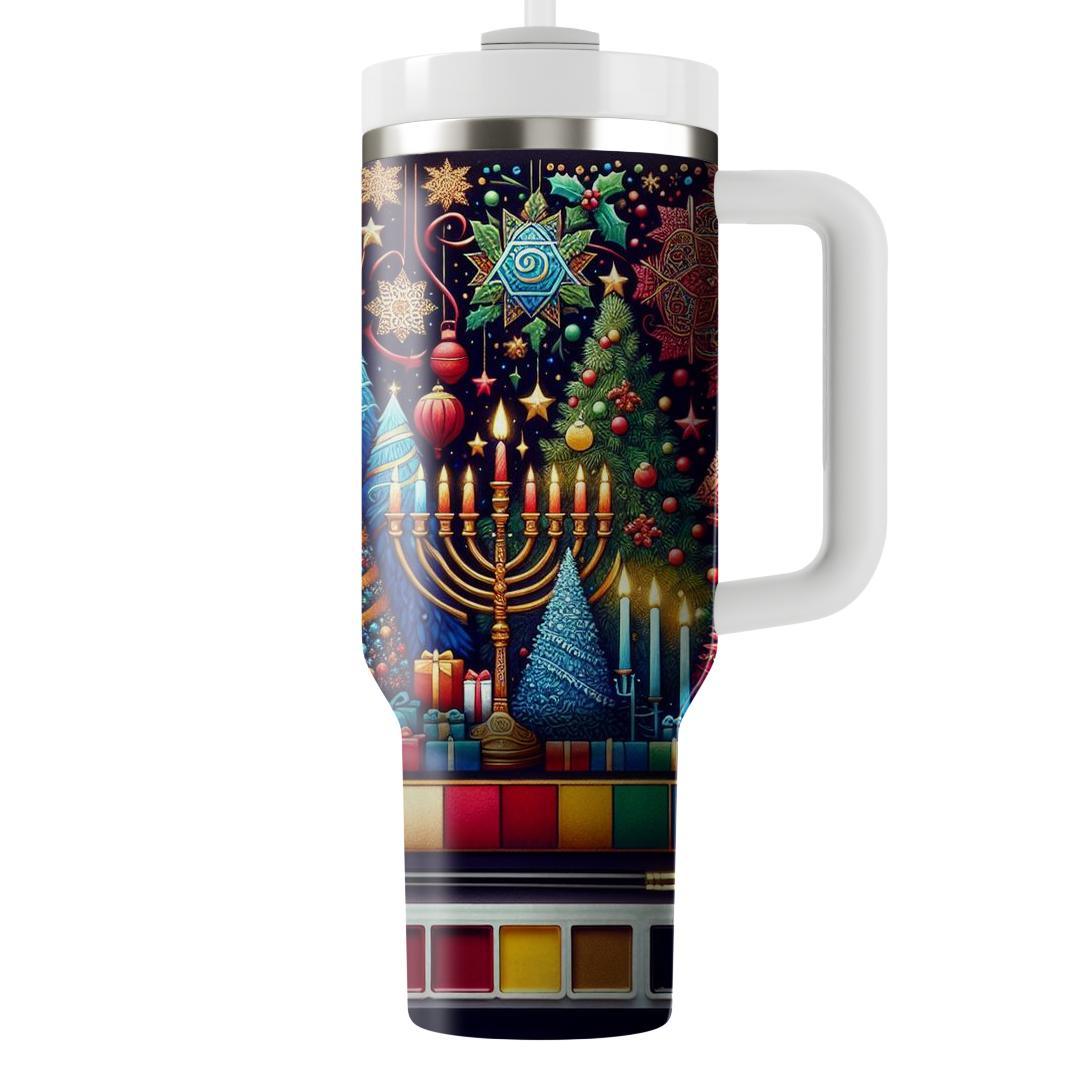 Festive Fusion - Christmas And Hanukkah  Decorative Tumblers