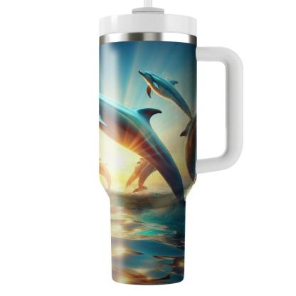 Playful Dolphin Lagoon  Travel Tumblers