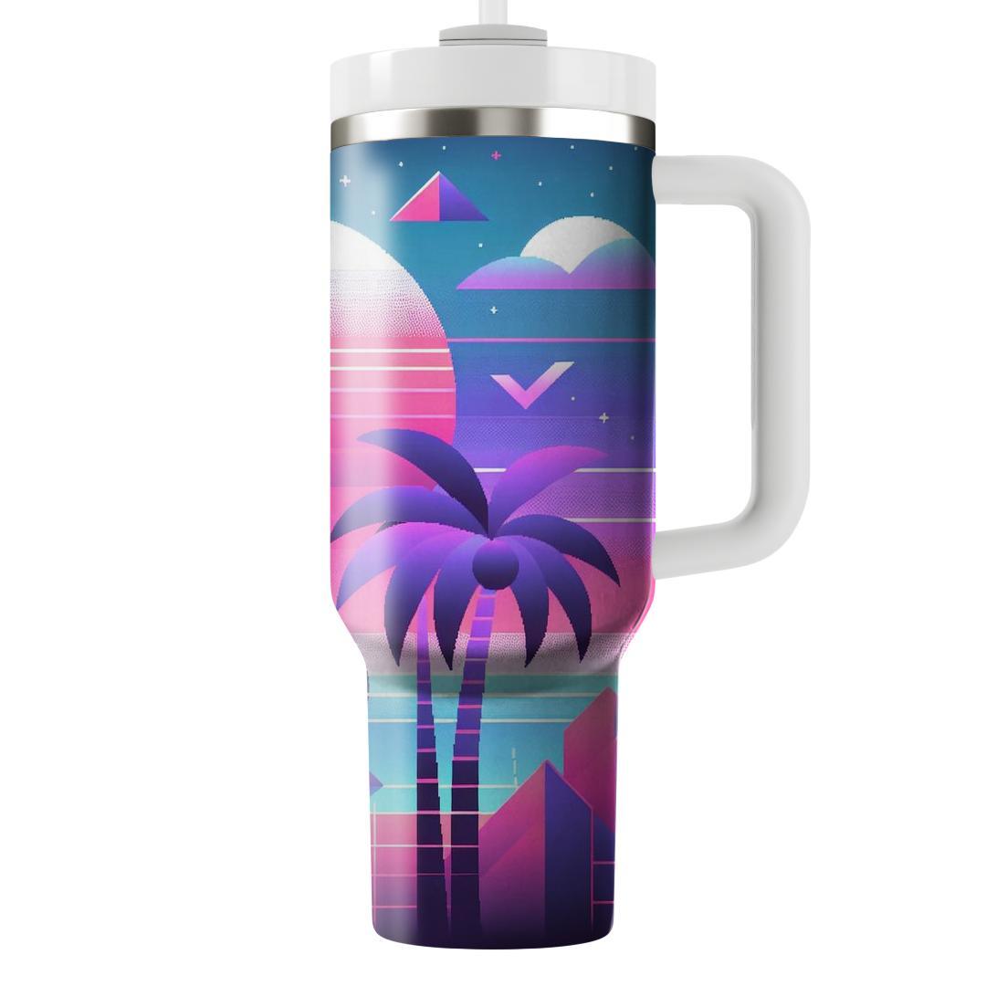 Retro Synthwave Paradise  Personalized Tumblers
