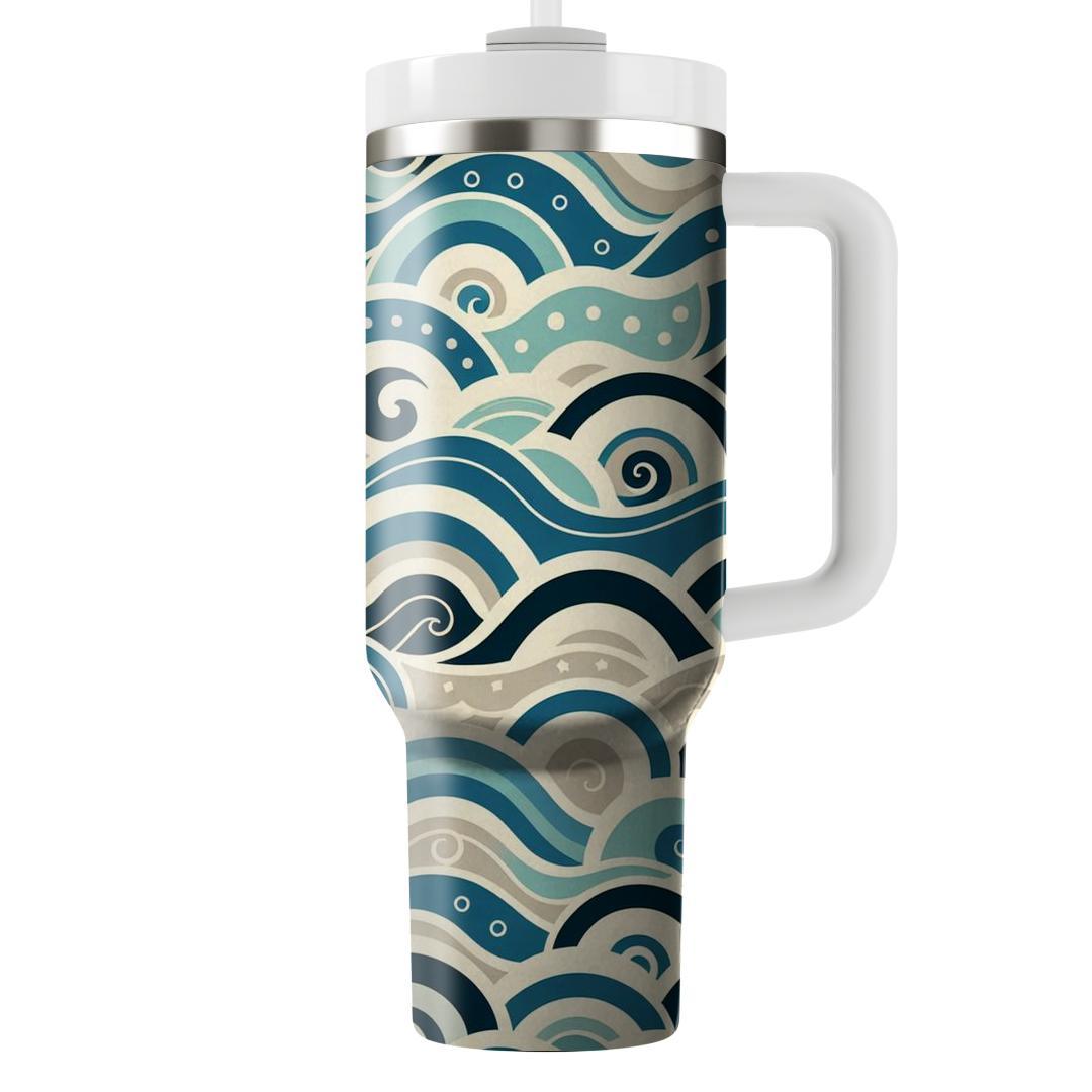 Charming Nautical Waves  Travel Tumblers