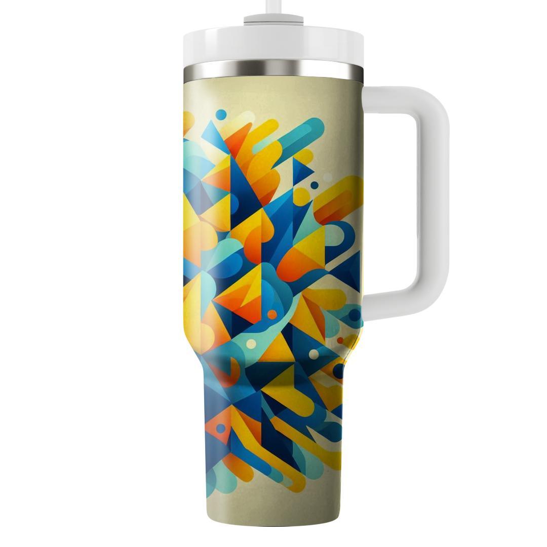 Abstract Triangles Dance  Tumblers With Lids