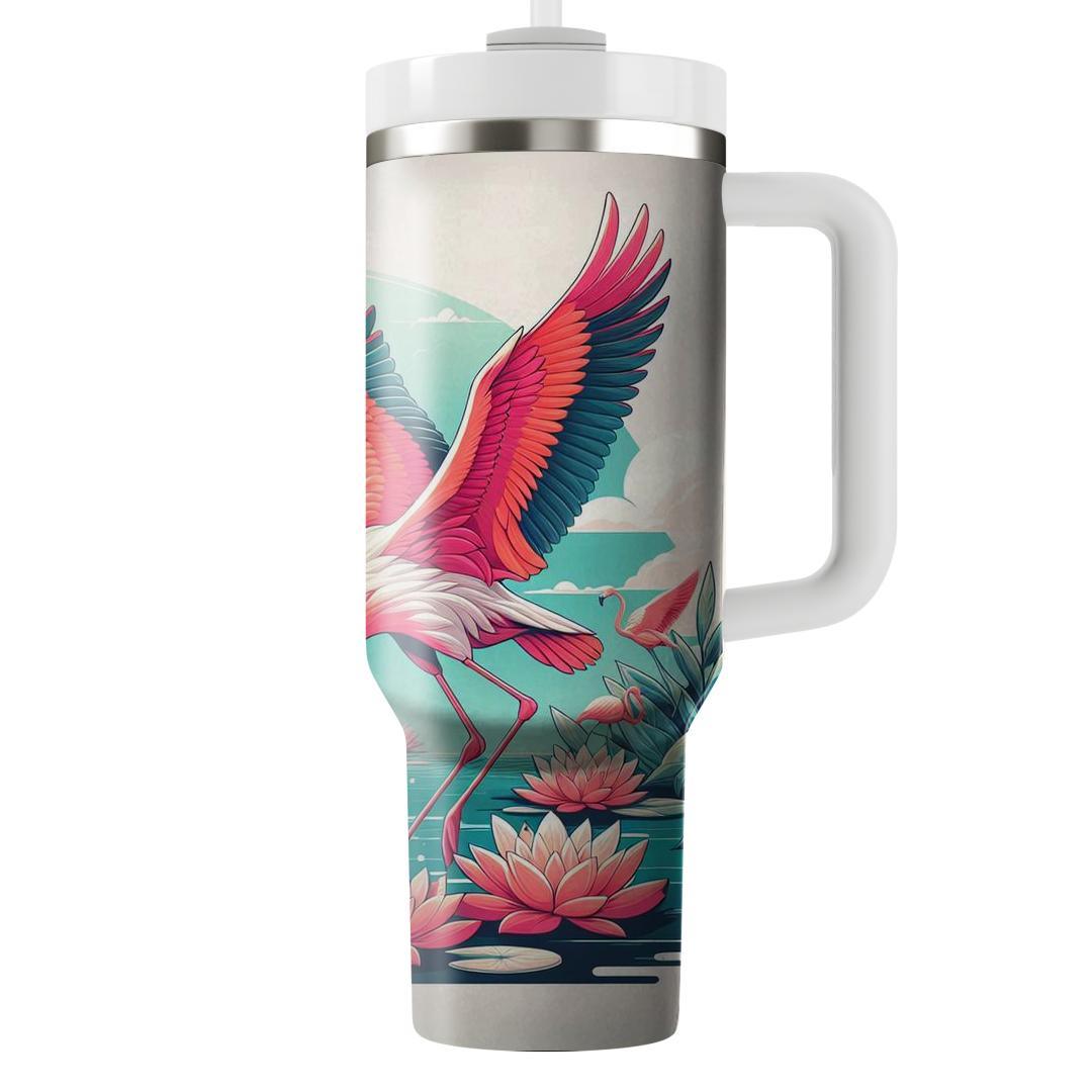 Glorious Flamingo Ballet  Travel Tumblers