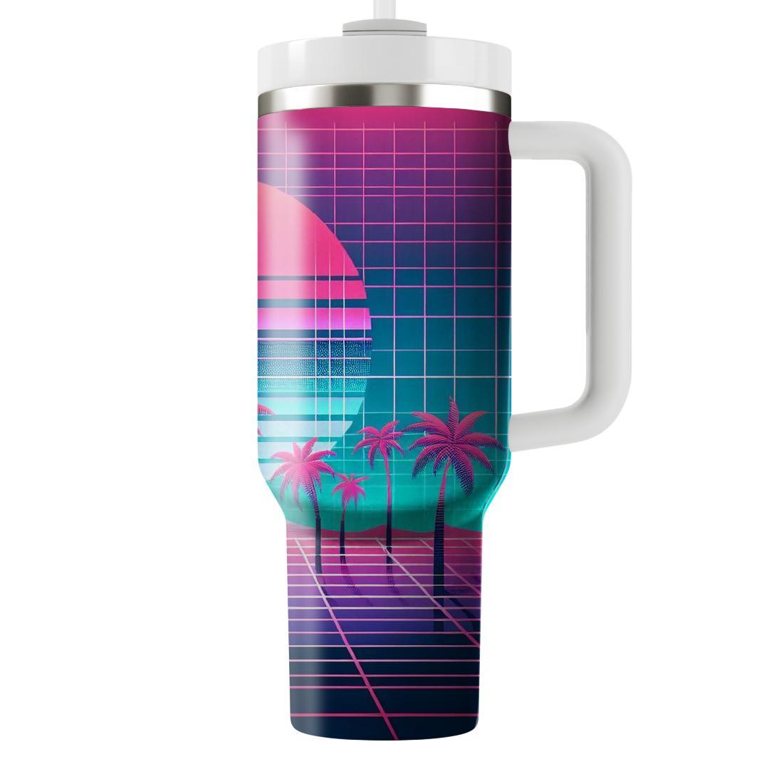 Retro Synthwave Oasis  Personalized Tumblers
