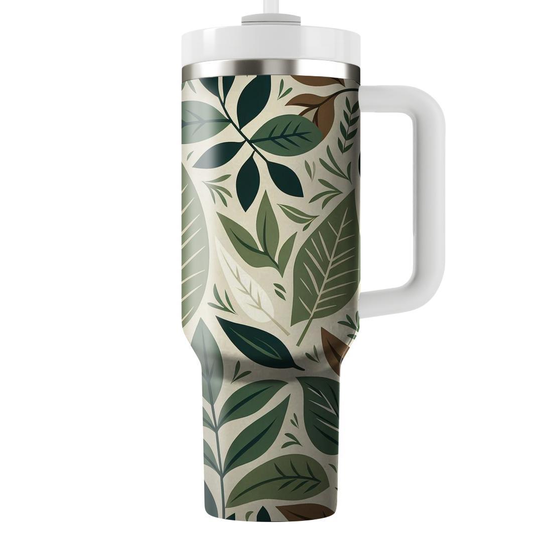 Stylized Leaf Motif  Tumblers With Lids