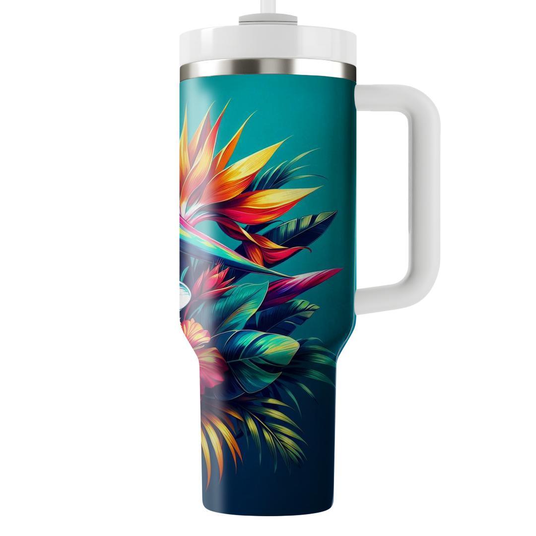 Bold Tropical Floral Fusion  Unique Tumblers
