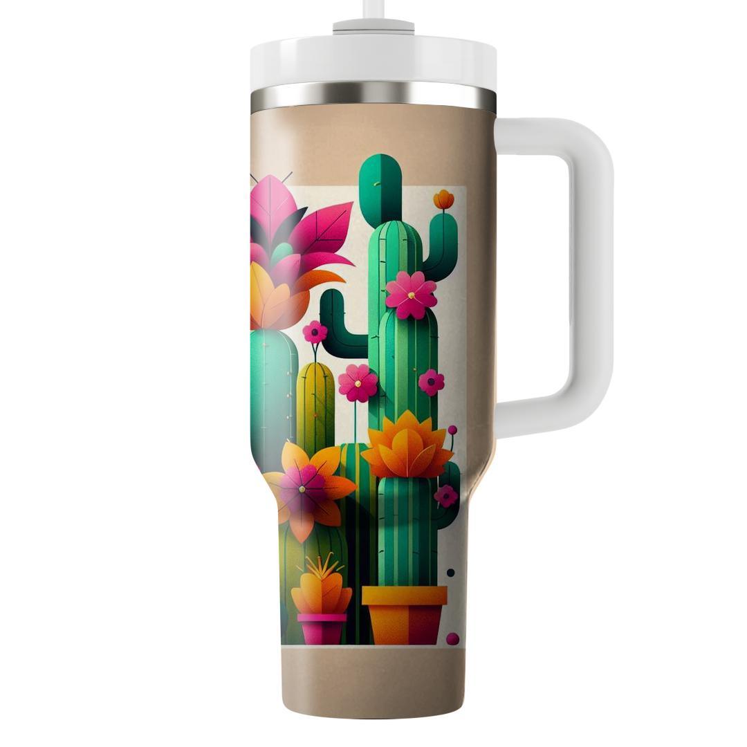 Cactus Floral Harmony  Unique Tumblers