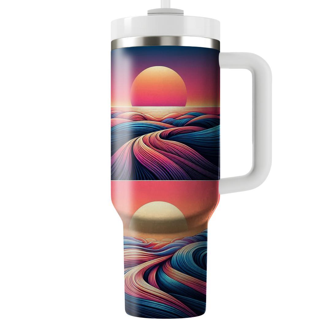 Neon Sunset Waves  Personalized Tumblers