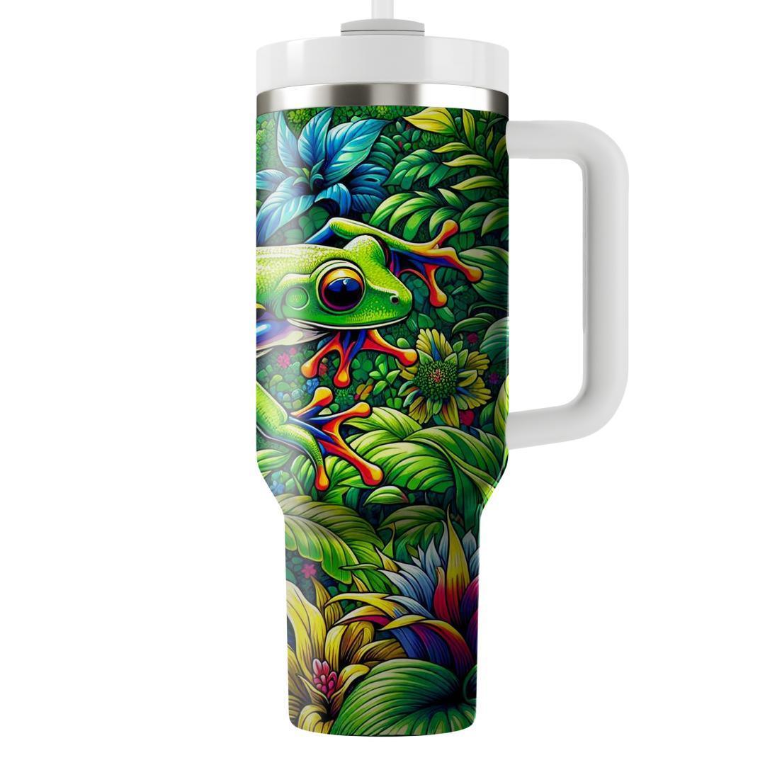 Vibrant Frog Jungle  Travel Tumblers