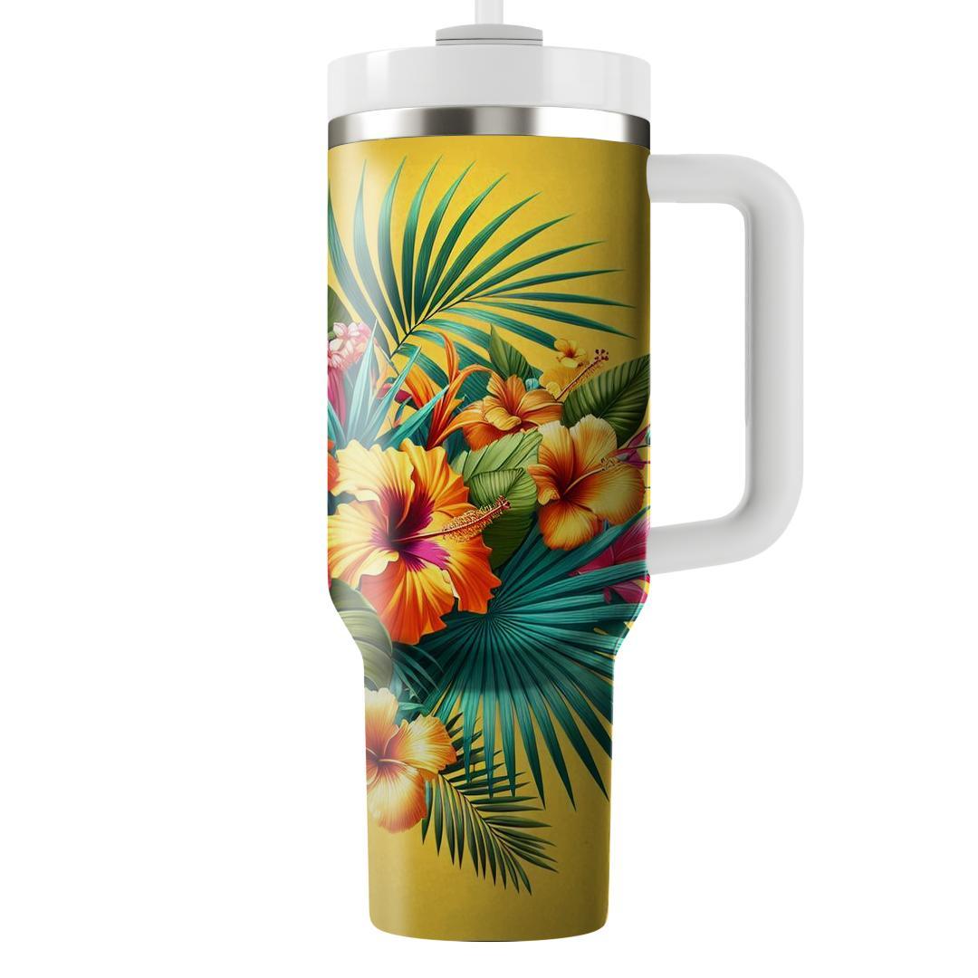 Vivid Tropical Floral Fantasy  Unique Tumblers