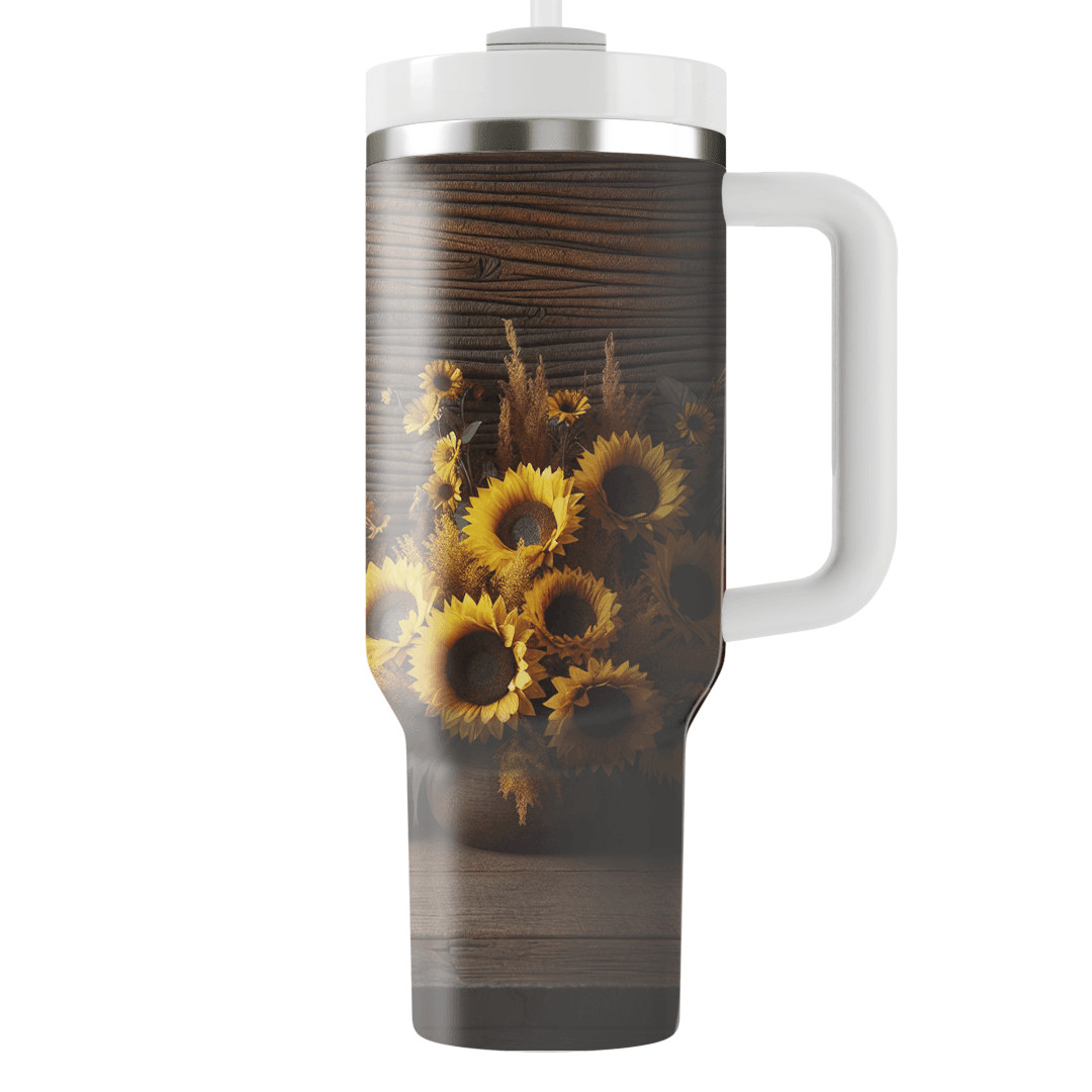 Rustic Sunflower Haven  Tumblers With Lids
