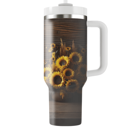 Rustic Sunflower Haven  Tumblers With Lids