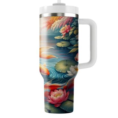 Colorful Fish Pond  Tumblers With Lids