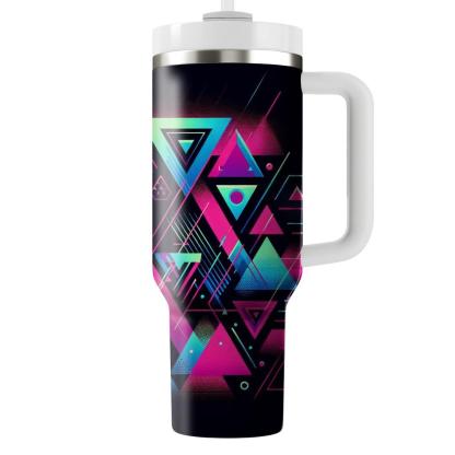 Retro Neon Triangles  Personalized Tumblers