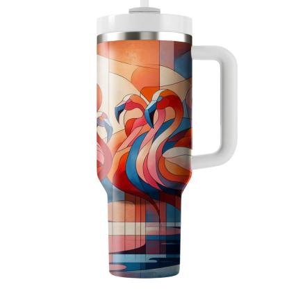Abstract Flamingo Harmony  Tumblers With Lids