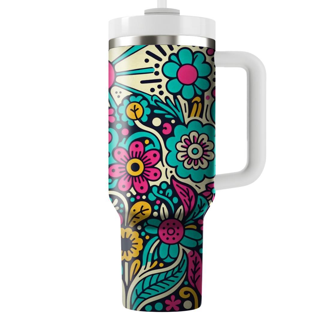 Funky Floral Doodles  Tumbler Cups